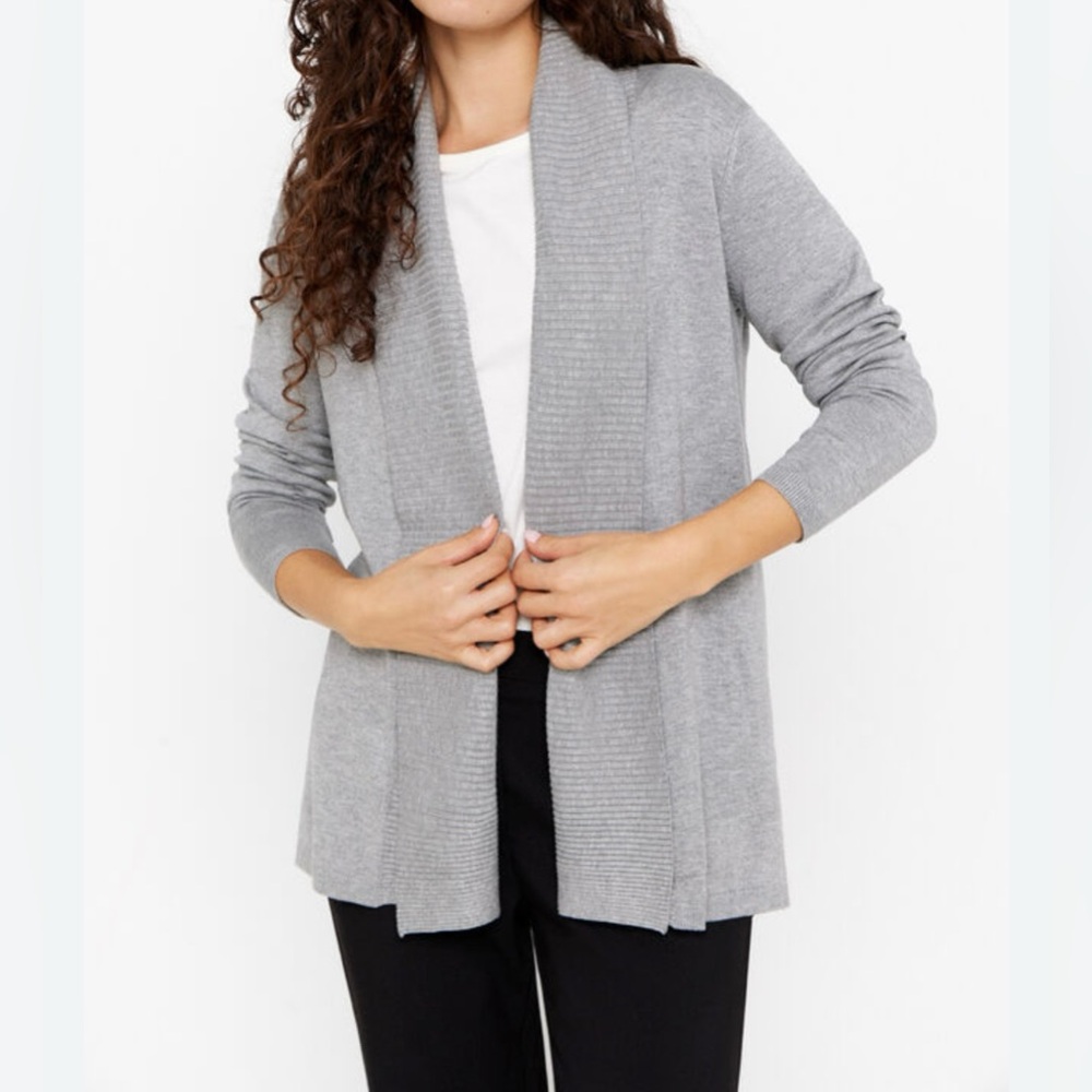 Cyrus Long Sleeve Open Front Cardigan Gray Size Large